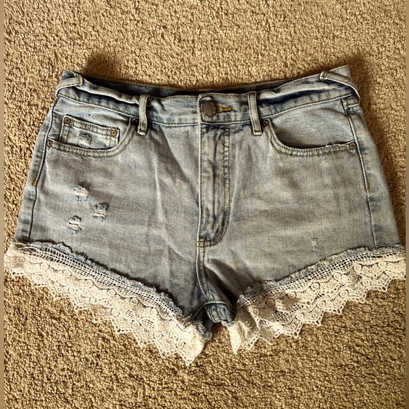 Free People Denim Lace Shorts - Picture 4 of 7